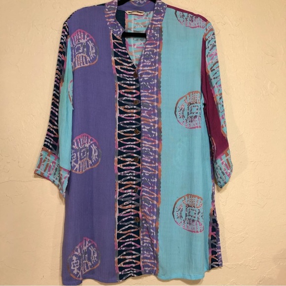 Soft Surroundings Tops - Soft Surroundings Womens Shirt Multicolor 3/4 sleeve tunic top blouse button